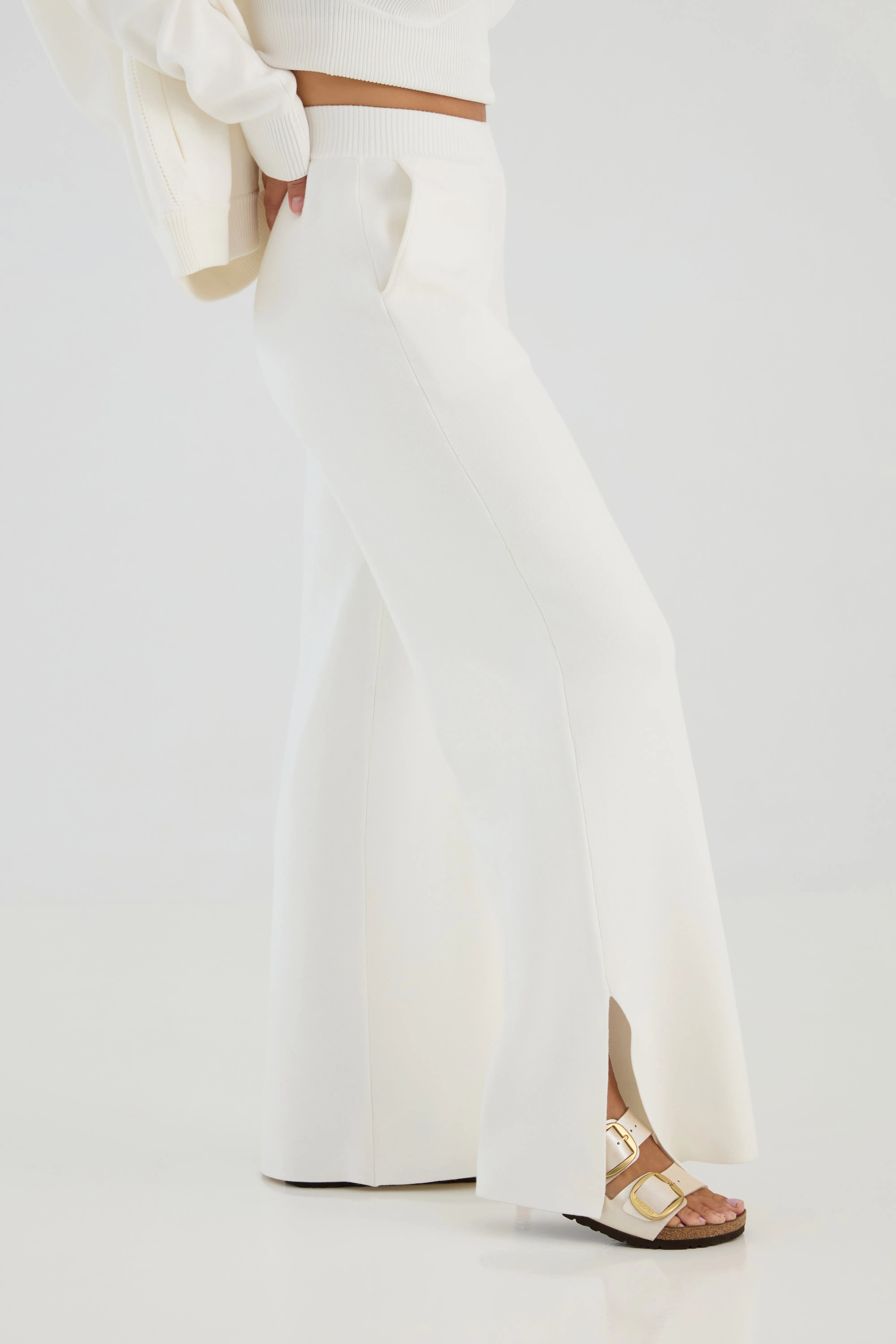 The Sweater Wide Leg Pant - Salt