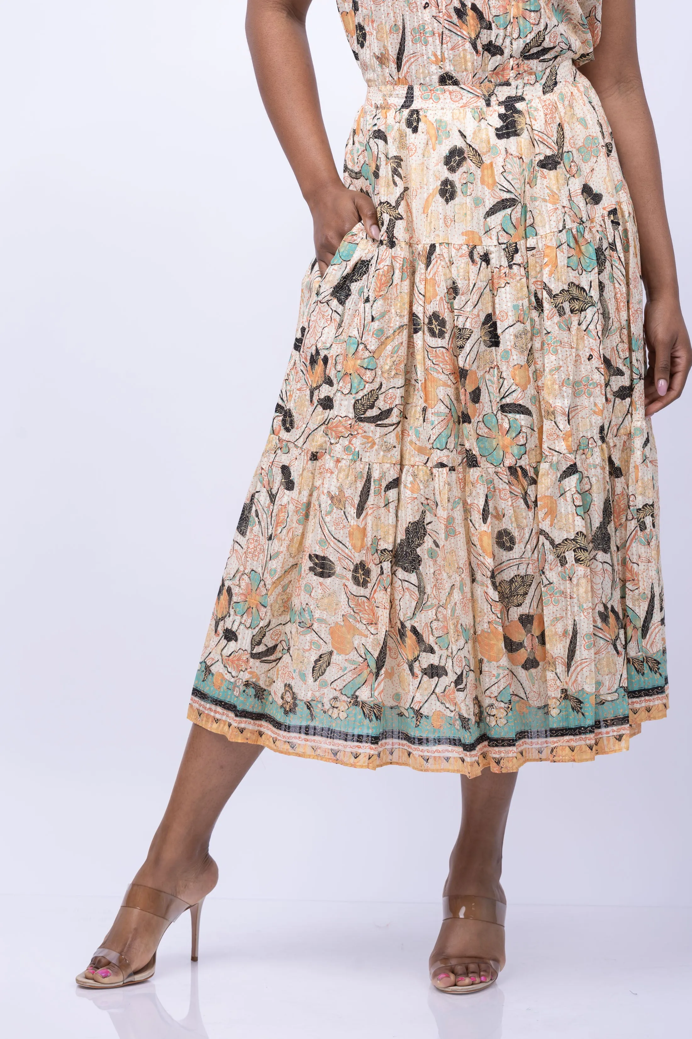 Ulla Johnson Cambrie Skirt in Pearl Floral