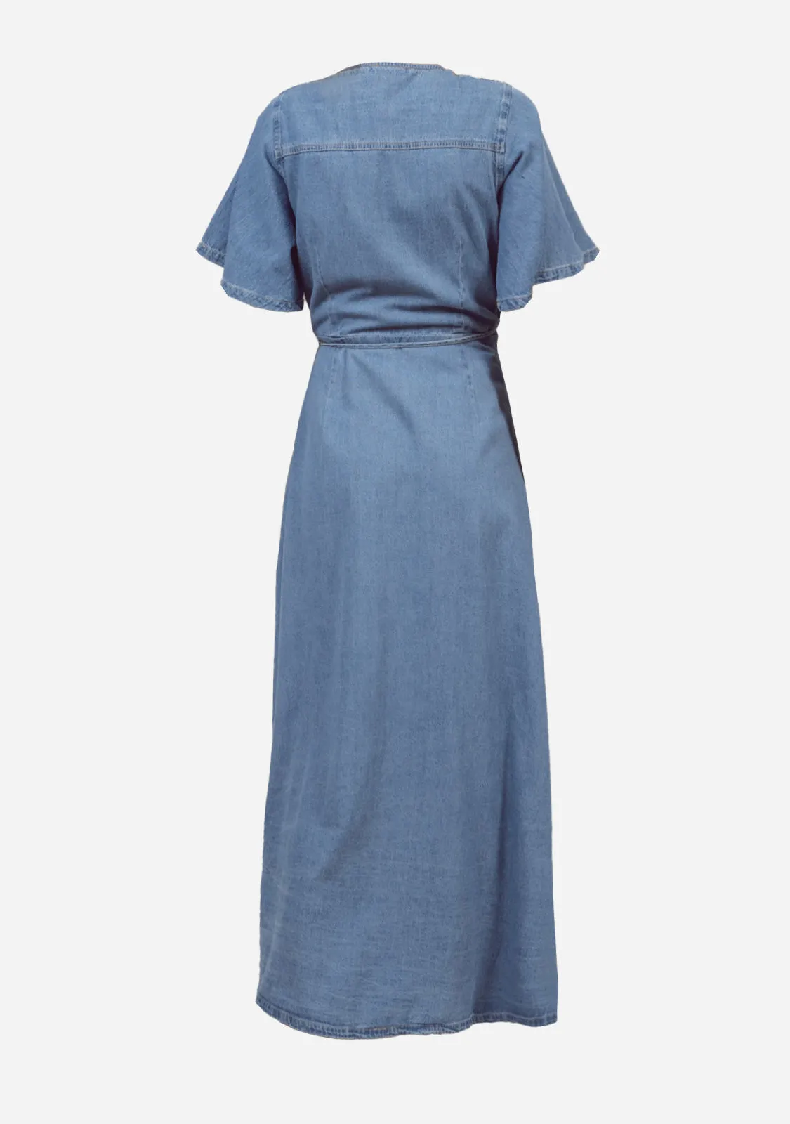 Washed Denim Wrap Dress