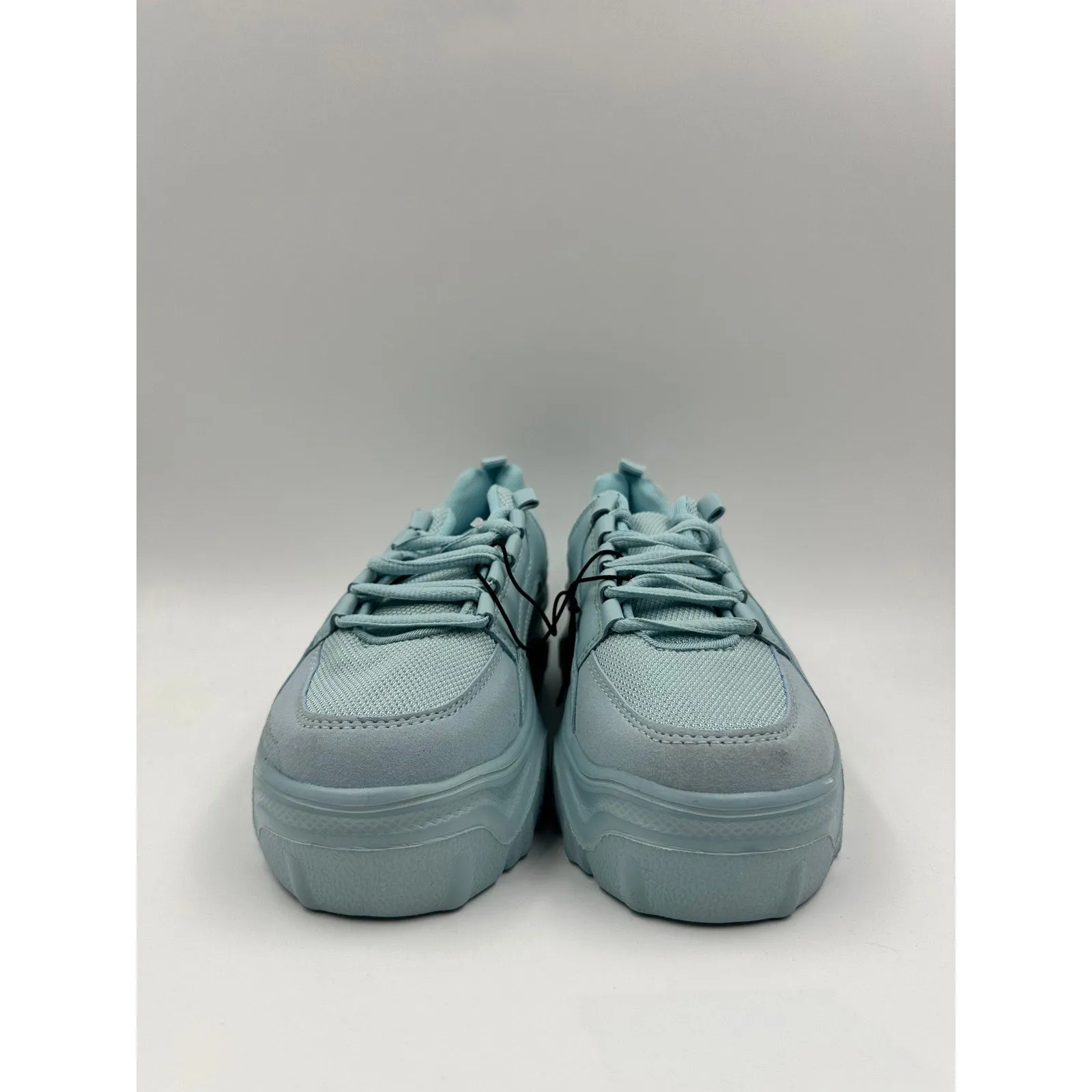 Women's Size 5.5, All Baby Blue Chunky 90s Style Sneakers with Thick Foam Sole