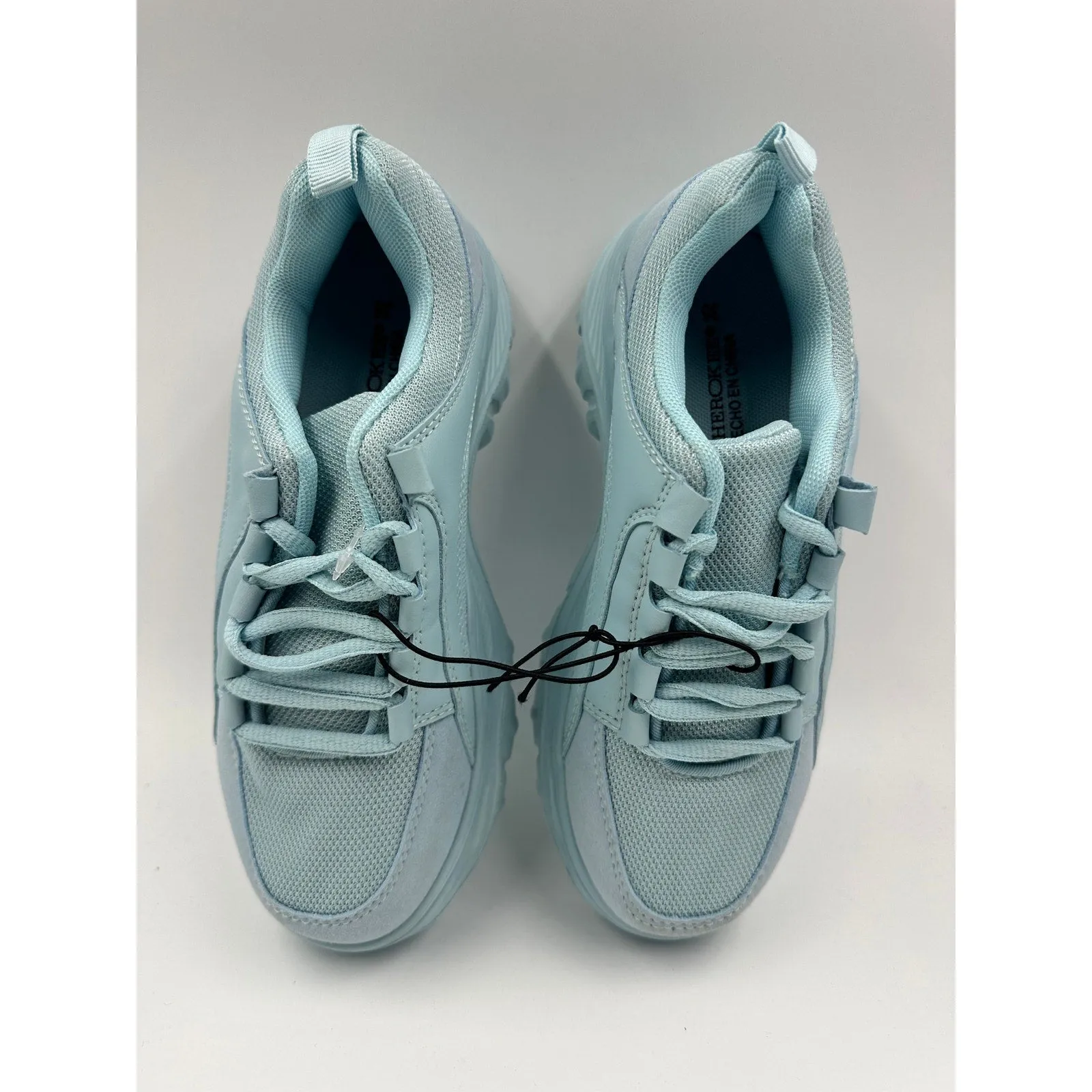 Women's Size 5.5, All Baby Blue Chunky 90s Style Sneakers with Thick Foam Sole