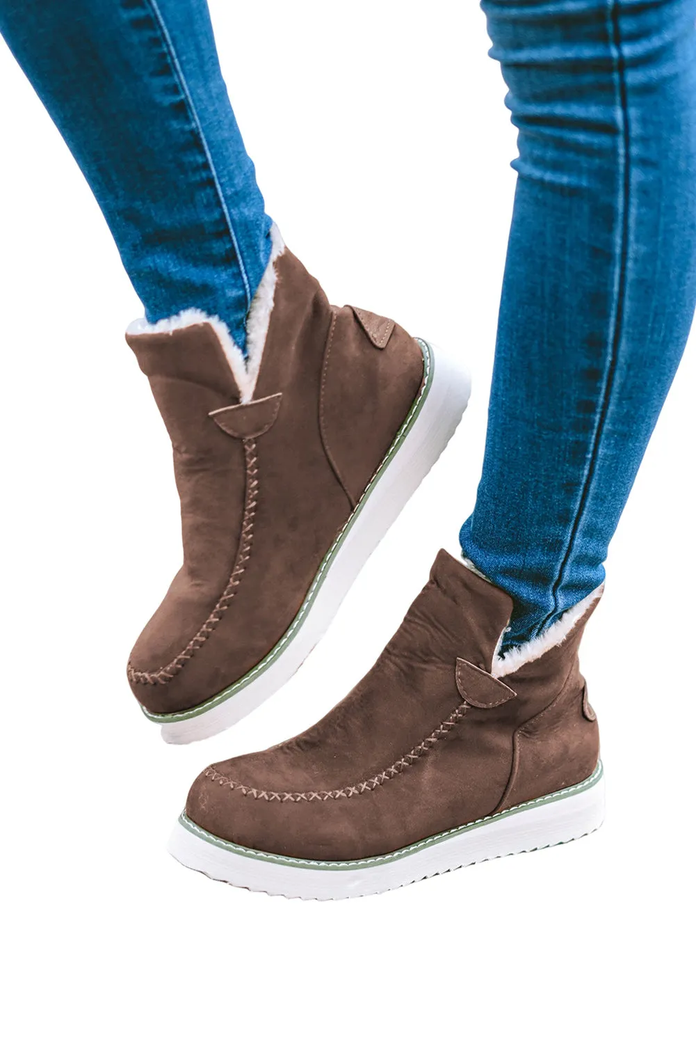 Women's Stitching Suede Plush Lining Winter Boots